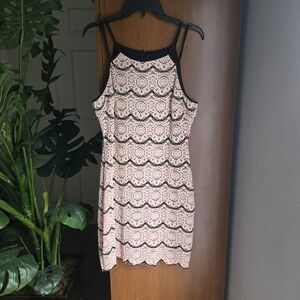 Guess Pink Intricate Lace Knitted Dress Over Black Liner Size 12
